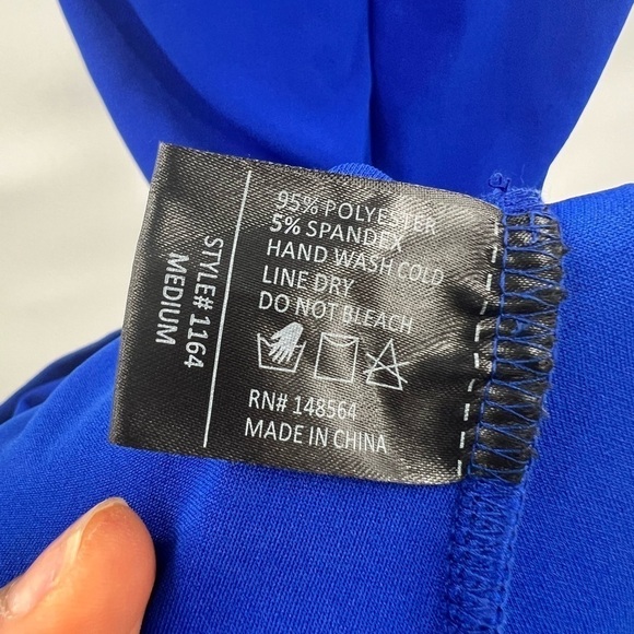 Amira blue maxi dress gown cap sleeve size M - Picture 9 of 9